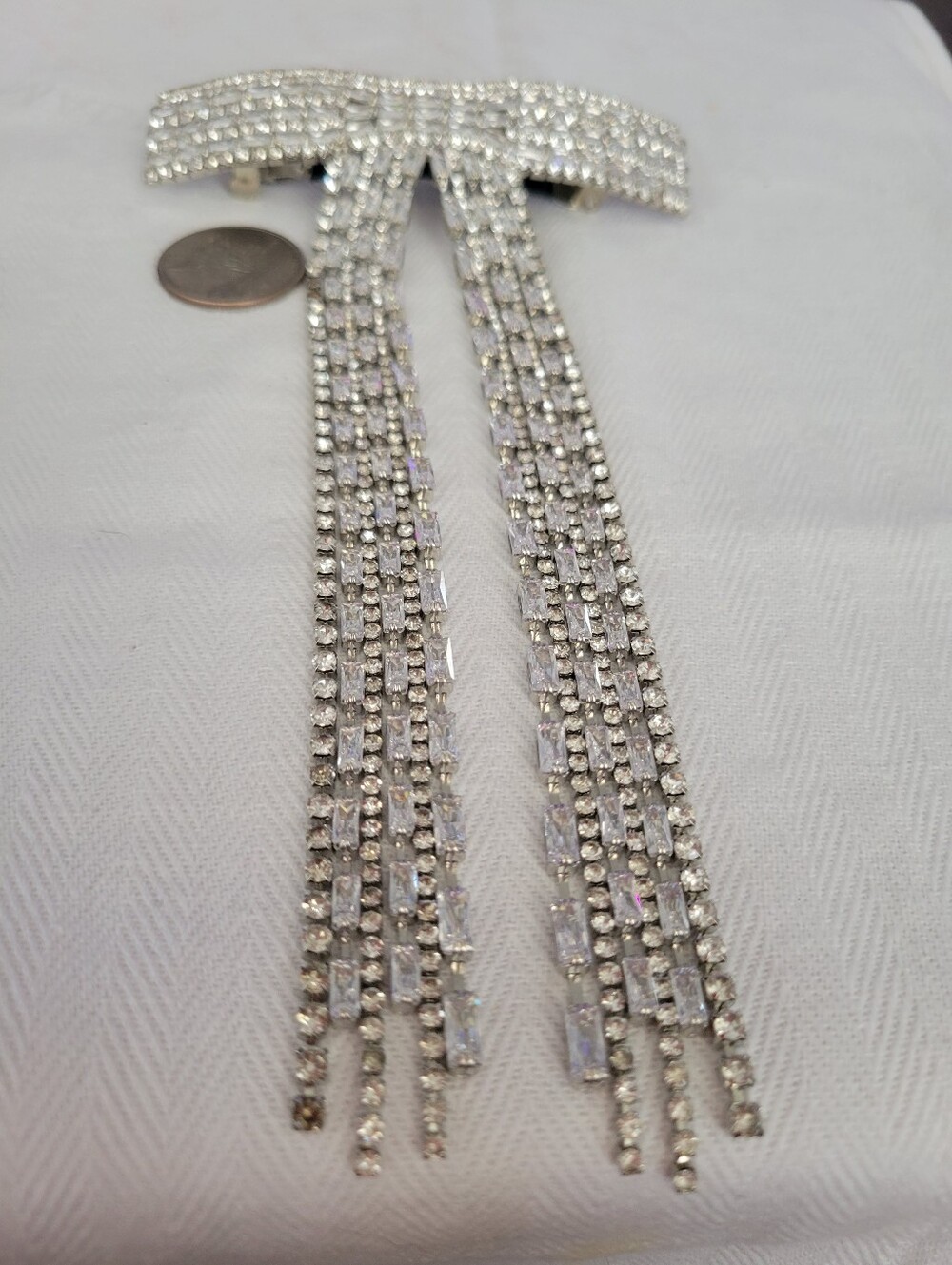 Dramatic Long Rhinestone Dangle Brooch